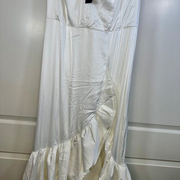 Throw the Bouquet Gown White Satin Off-Shoulder High Split Dress 1X - Picture 8 of 11